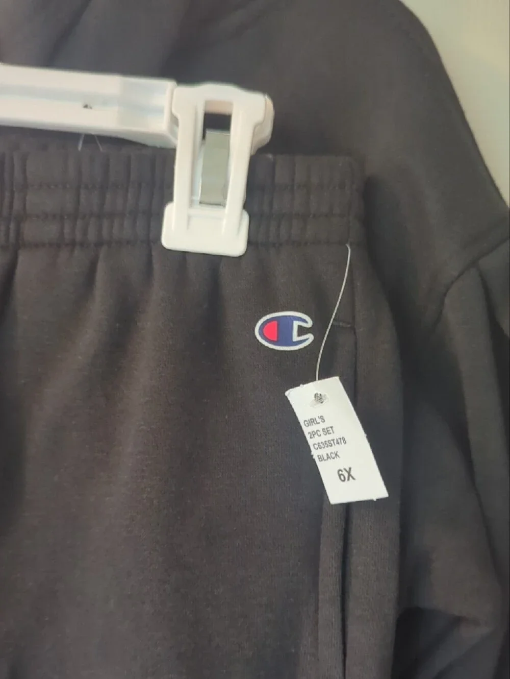 Champion Kids Black Hoodie and Jogger Set with Logo